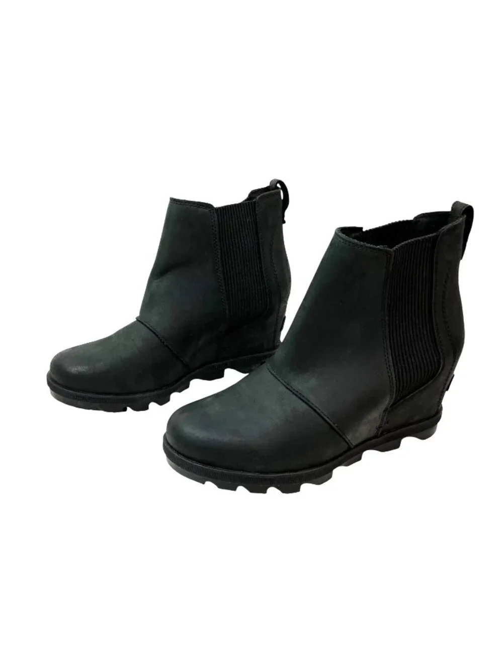 Sorel Joan Of Arctic Wedge II Chelsea Leather Boots Womens 8 Black NL3022